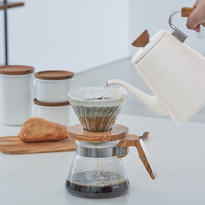 Hario V60 Olive Wood Collection | V60 Glass Dripper - Olive Wood | THE COFFEE GOODS